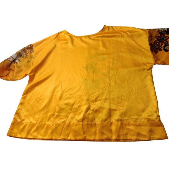 Soft Surroundings Floral Satin Kimono Top Size 2X Boho Fall Lagenlook Asian Art - Picture 4 of 7